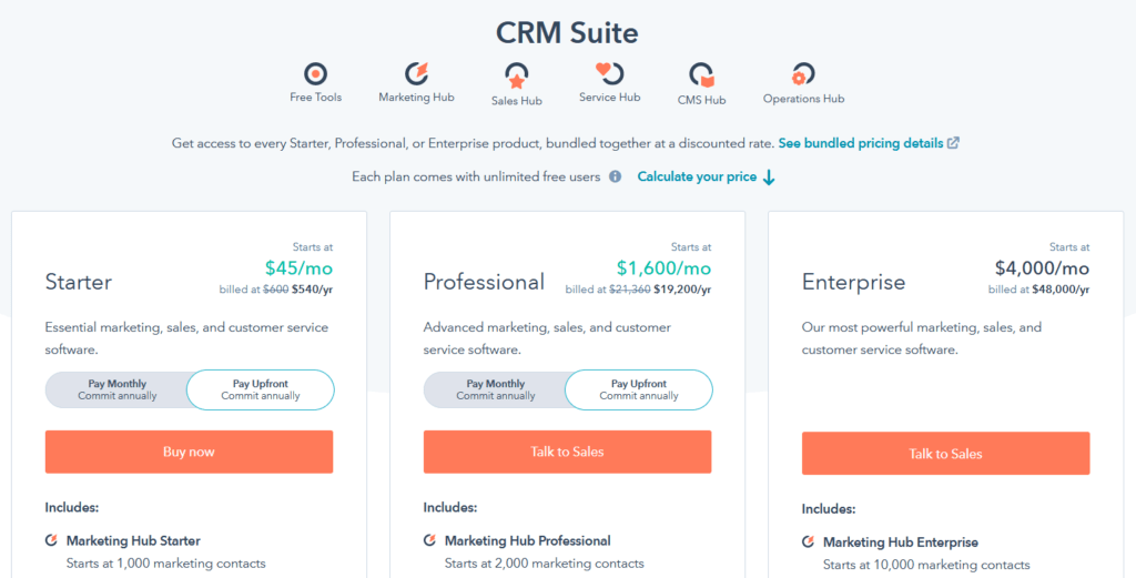 HubSpot Bundles Pricing